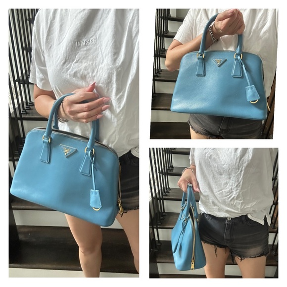 PRADA Logo Blue Saffiano Leather Tote Bag w/ auth cert - Picture 13 of 14